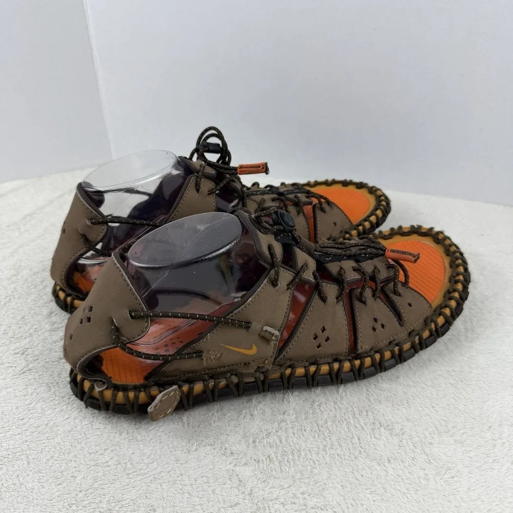 RARE! Vintage Nike ACG Considered Cooper Canyon Brown Leather‎ Sandals Sz 11-EUC